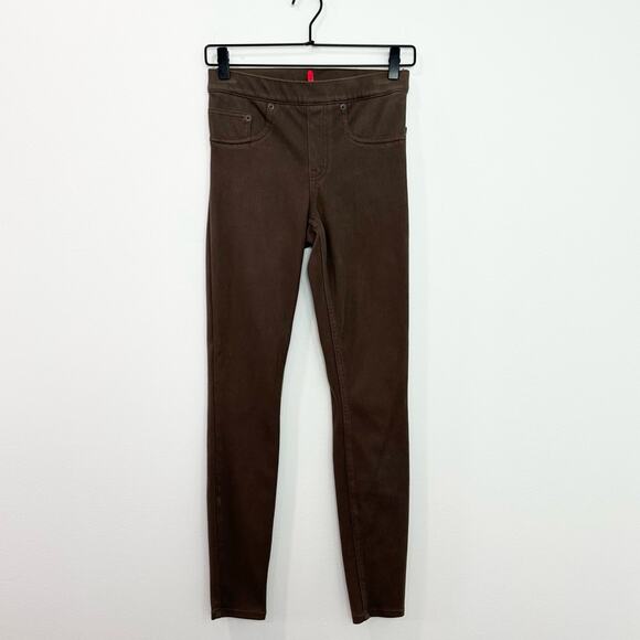 Spanx Jean-ish Ankle Leggings twill Brown size small - Picture 2 of 9